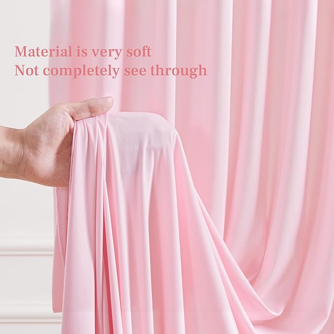 8x10FT Baby Pink Backdrop Curtains for Wedding Parties, Wrinkle Free Polyester Photography Backdrop Drapes for Wedding Baby Shower Birthday Parties Stage Background Stand Decorations 4x10ft,2 Panels