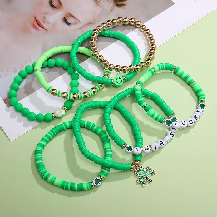 Surfer Heishi Bracelets for Women Stackable Rainbow Vinyl Disc Clay Beaded Stretch Bracelets Elastic Layering Friendship Bracelets Boho Summer Beach Jewelry