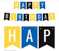 Andaz Press Hanging Pennant Banner Party Decorations, Yellow, Blue, Black, Happy Birthday, 1-Pack, Approx. 5-Feet, Police Construction Boys 1st 2nd 3rd 4th 5th Birthday Themed Decor