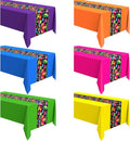 Oudain 6 Pcs Fiesta Tablecloth 108 x 54 Inch Plastic Tablecover Mexican Waterproof Tablecloth Disposable Table Cover for Taco Night Festive Mexican Fiesta Wedding Party Decoration (Multicolor)