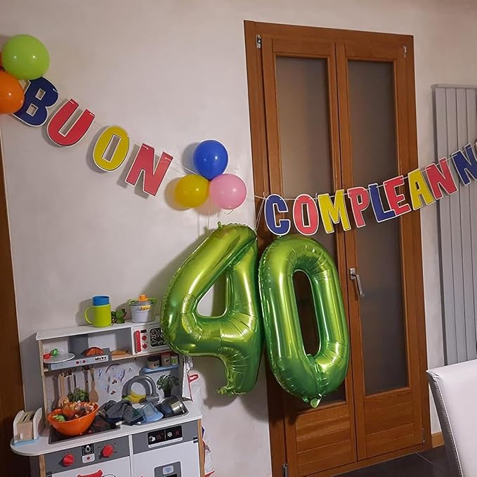 40 Inch Green Number Balloon 4, Large Number Foil Balloons Mylar for Girl Boy Birthday Party Celebration Decorations Supplies, Digital Balloons for Wedding Anniversary Events Decorations