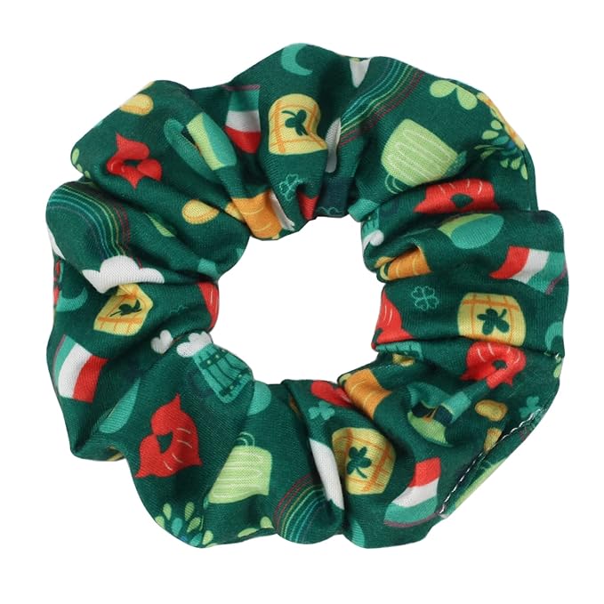 12pcs St Patrick's Day Hair Scrunchies Green Shamrock Leaves Leprechaun Hat Irish Hair Ties for Girls Women Soft Hair Accessories Gifts