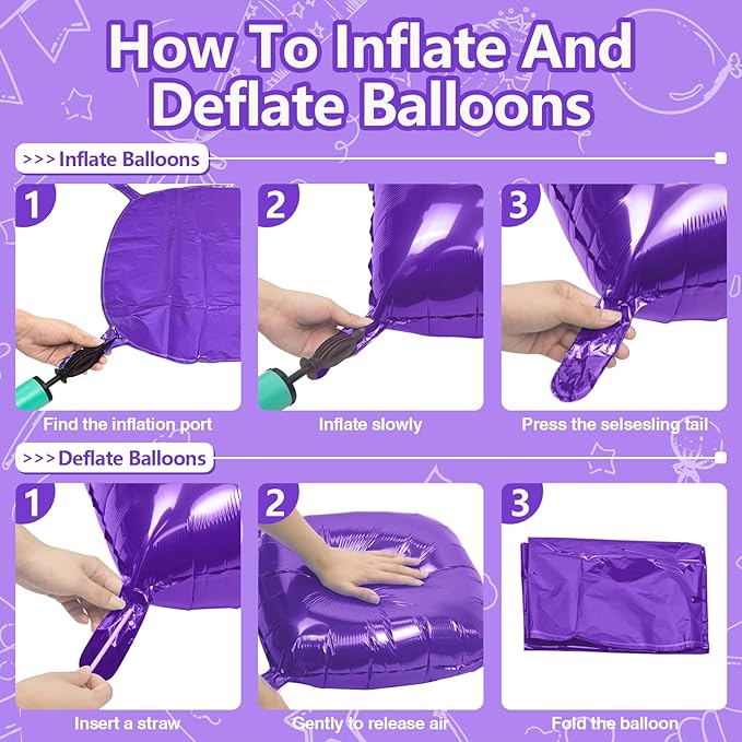 NISOCY 25PCS Purple Square Foil Balloons Wall Backdrop Double Sided Purple Balloons Tunnel Arch Kit for Baby Shower Birthday Wedding Party Decoration