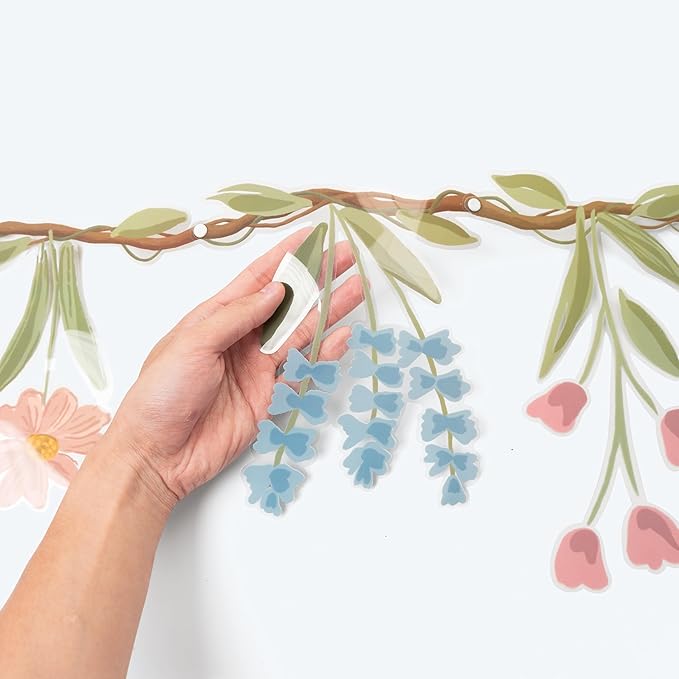 Cheerland Flower Banner Wildflower Garland Floral for Enchanted Garden Theme Wedding Wild One Birthday Baby Bloom Fairy Tale Tea Market Spring Easter Supplies Woodland Cottagecore Party Decorations