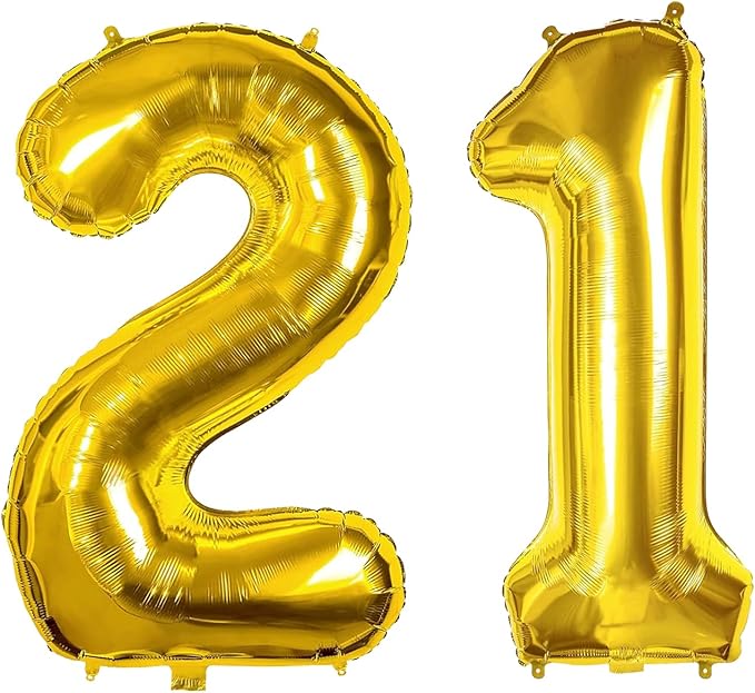 40 Inch Number Balloons 12/21 Gold Big Giant Jumbo Number Foil Mylar Balloons for 12th/21th Birthday Party Supplies Anniversary Events Decorations (Gold-12/21)