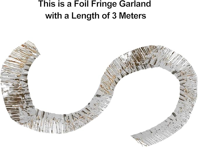 WILLBOND 4 Packs 40 Feet Fringe Garland Foil Fringe Garland Metallic Tinsel Foil St. Patrick's Day Hanging Banner for Wedding Birthday Parties Holiday Decorations Graduation