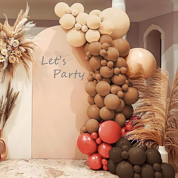 Boho Orange Brown Nude Balloon Arch Kit, 160Pcs Dusty Orange Dark Brown Tan Nude Balloons Garland for Birthday Party, Baby Bridal Shower, Wedding Decorations