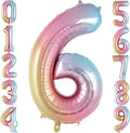 Rainbow Gradient Number 6 Balloon, 40 Inch Big Large Foil Number Balloons, Jumbo Mylar Number 6 Balloons for 6 Year Old Birthday Party Decorations Supplies Anniversary Celebration