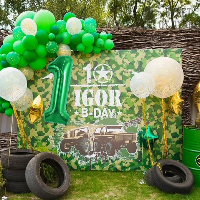 TONIFUL 40 Inch Dark Green Large Numbers Balloon 0-9 Birthday Party Decorations,Foil Mylar Big Number 1 Balloon Digital 1 for Birthday Party,Wedding, Bridal Shower Engagement Photo Shoot, Anniversary