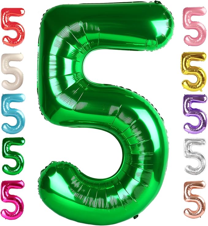 Balloon Numbers 40 Inch 5 Ballon for 5th Birthday Decorations, 15 25 35 50 Big Dark Green Number Balloons for Wedding Photo Shoot Party Decor