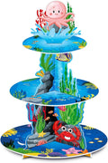 Under The Sea 3 Tier Ocean Cupcake Stand - First Birthday Decorations for Boy - Shark & Mermaid Party Supplies