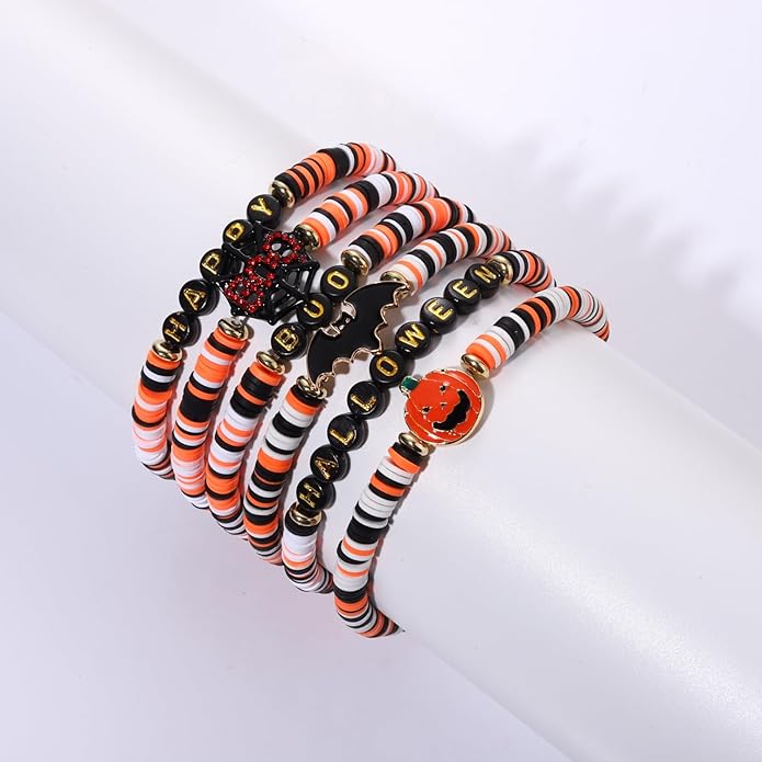 Surfer Heishi Bracelets for Women Stackable Rainbow Vinyl Disc Clay Beaded Stretch Bracelets Elastic Layering Friendship Bracelets Boho Summer Beach Jewelry
