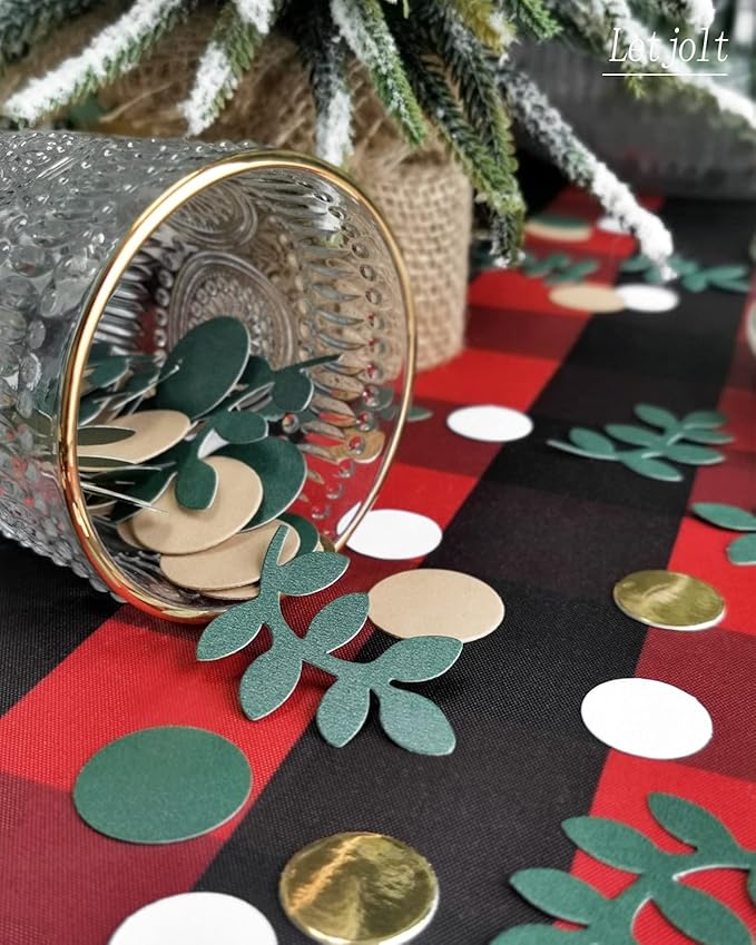 Baby Shower Confetti Scatter Table Decoration Supplies Golden Green Eucalyptus Greenery Branches Nature-Theme Party Bridal Shower Party Wedding Nursery Decor 210 pcs