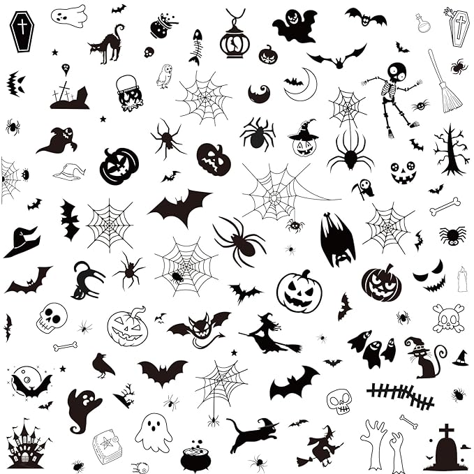 XZENTIRA 182 PCS Halloween Waterproof Temporary Tattoo Stickers 15 Sheets Bat Spider Fake Tattoos for Adults and Halloween Decorations, Trick or Treat Gifts and Makeup Decorations