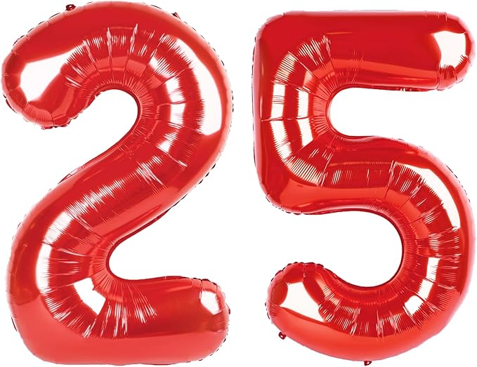40 Inch Red Number 25 Digital Balloon,Jumbo Mylar Foil Helium Balloon for 25 Balloons for Birthday Party,Wedding Anniversary Party Decorations
