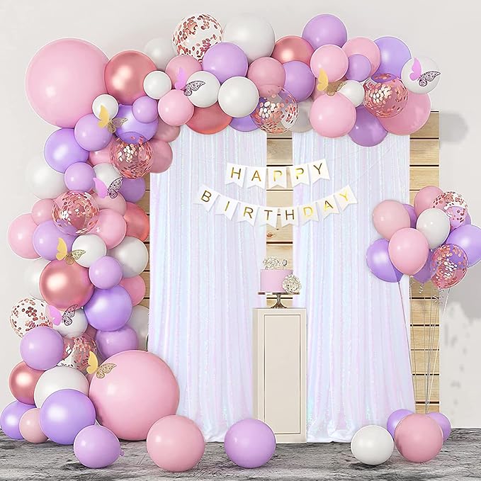 B-COOL White Sequin Backdrop Curtain 6 Panels 2ftx8ft Wedding Shiny Curtains Drapes for Wedding Birthday Baby Shower Party Background Decorations