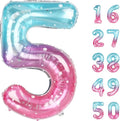 40 Inch Starry Balloon Number 5 Balloon Jumbo Mylar Foil Helium Balloon for 15 25 35 50 Big Giant Jumbo Huge Foil Mylar Balloons 55th 65th Birthday Balloons Men Women Party Decorations
