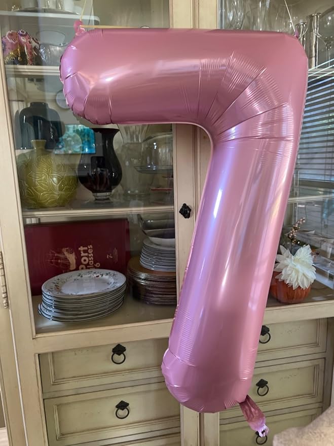 40 Inch Number 7 Balloon, 6 7 Birthday Decorations, Pastel Pink Seven Birthday Decor, 7 17 27 70 Year Old Balloon Number for Engagement, Wedding, Graduations