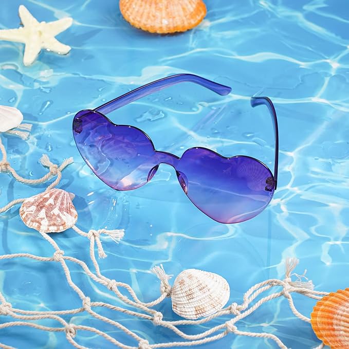 Frienda 8 Pairs Heart Shaped Sunglasses for Women Rimless Heart Glasses Candy Color Sunglasses for Party Favor