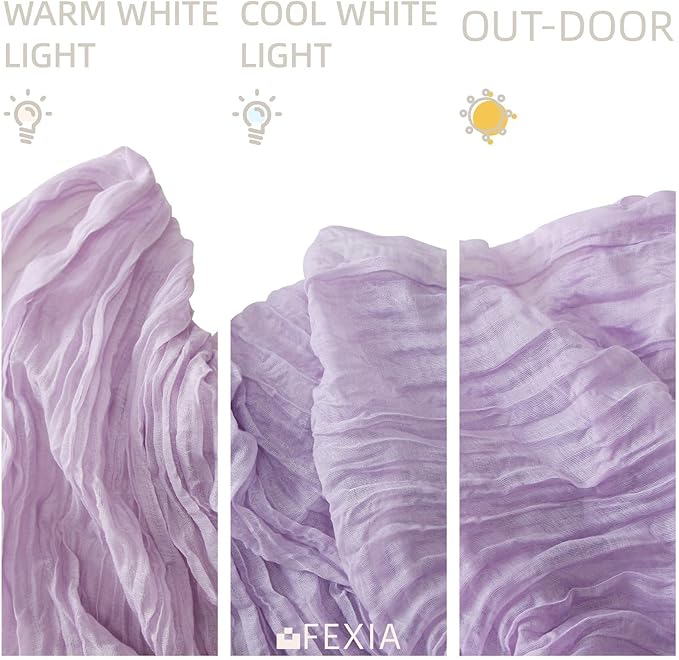 FEXIA 3 Pack Lilac Cheesecloth Table Runner 35x120 Inches for Baby Shower Decorations Spring Easter Table Runners for Wedding Party First Communion Centerpiece Engagement Bridal Shower Boho Decor