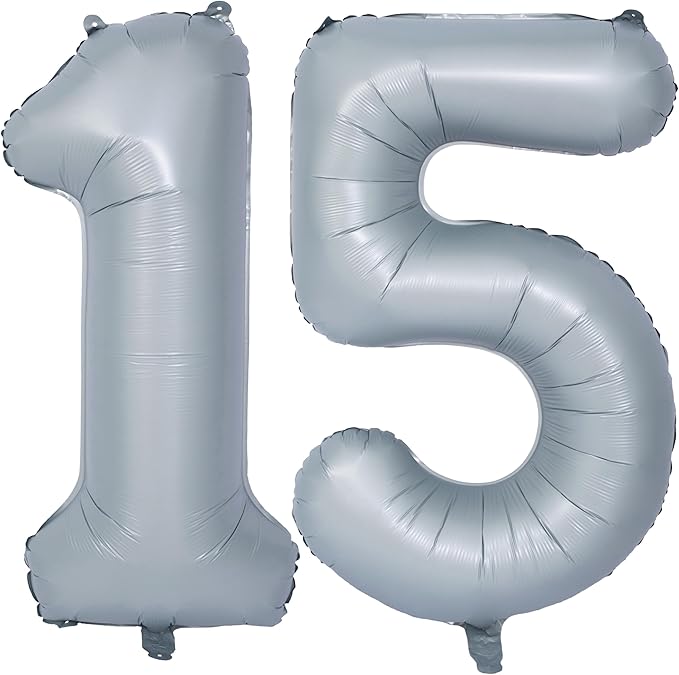 40 In Matte gray Number Balloons Helium Foil Mylar Balloon Birthday Party banquet Decoration 15