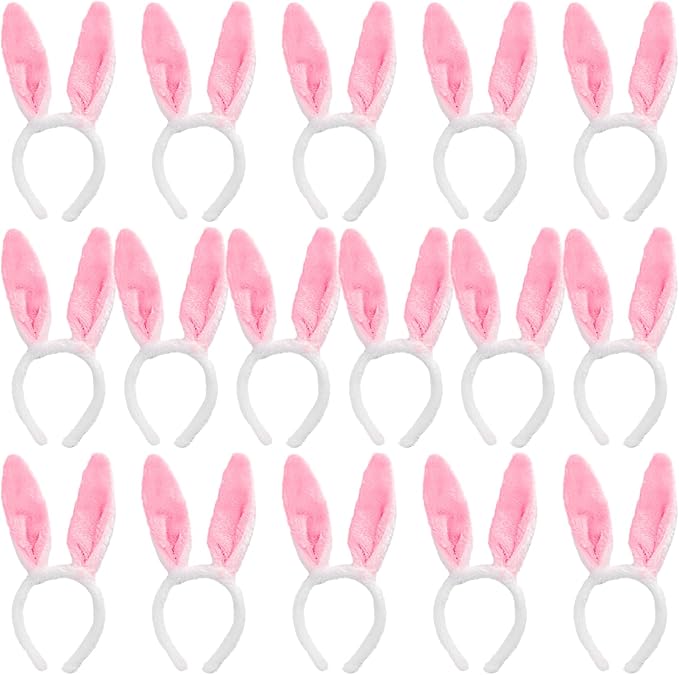 Max Fun 16Pcs Easter Bunny Ears Headband Rabbit Ears Headband Easter Plush Bunny Headband for Kid‘s Easter Party Favors