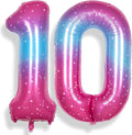 10 Balloon Number 40 Inch for Boy or Girl Big Starry 0-9 Foil Mylar Large 10 Number Balloons Happy 10th Birthday Party Anniversary Decorations Supplie