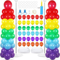 2 Sets Rainbow Balloon Column Stand Kit with 100 Graduation Adjustable Balloons Tower Stand with Bases for Floor Assorted Colors Column for Spring Mother's Day Birthday Wedding Party Decor