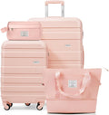 4-Piece Luggage Set, Suitcase with TSA Lock Travel Duffel Bag Wet-Dry Toiletry Bag, Pink