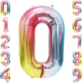 Rainbow Number Balloons Birthday Balloons - Giant Number 0 Balloon 40 inch, Numbers Balloon Birthday Decorations, Rainbow Party Supplies for Baby Shower