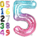 5 Balloon Number 40 Inch, 5 Balloons for Birthday Party, Pink Blue Purple Numbers Balloon for 5, 15, 25, 50 Birthday Party Decoration, Anniversary, Wedding, Single Supplies