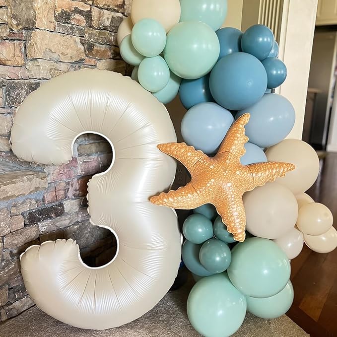 Ocean Under the Sea Birthday Party Decorations 153Pcs Shark Balloon Garland Arch Kit Dusty Blue Green White Sand Balloon with Shark Foil Balloons for Kids Boys Shark Week Ocean Animals Baby Shower
