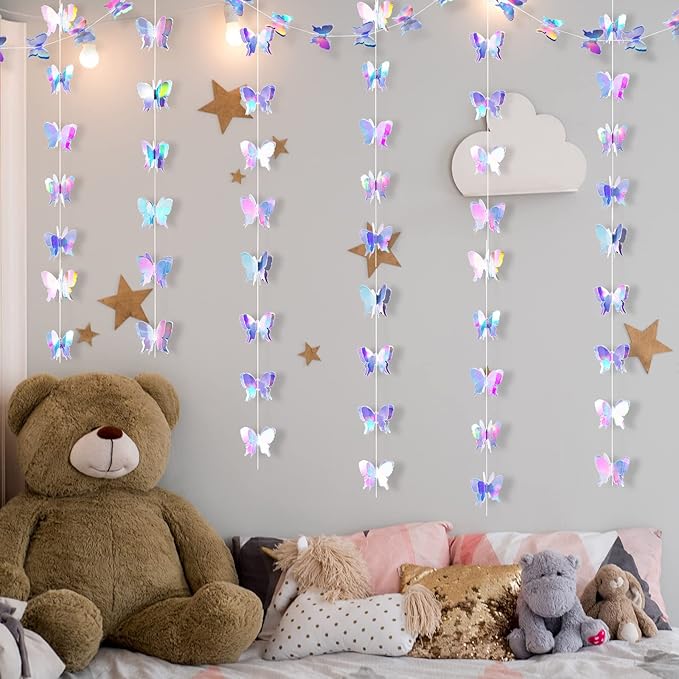 Zonon 8 Pieces 3D Butterfly Hanging Garlands Decoration Butterfly Paper Party Streamers Backdrop for Wedding Birthday Fairly Baby Shower Holiday Party Decorations (2.8 x 2.4 Inches)