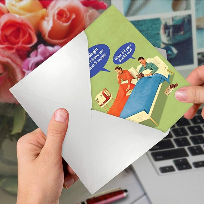 NobleWorks - Humorous Birthday Greeting Card with 5 x 7 Inch Envelope (1 Card) Bday Dentist Say Birthday 5585Z