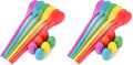 LovesTown 12 PCS Egg Spoon Race Game Sets, Wooden Balance Relay Games for Kids Carnival Birthday Party Outdoor Games (Pack of 2)