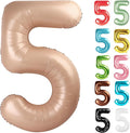Light Brown Number 5 Balloon 40 Inch, 5 Balloon Number, 5th Birthday Decorations, Light Brown Party Supplies for Boys Girls