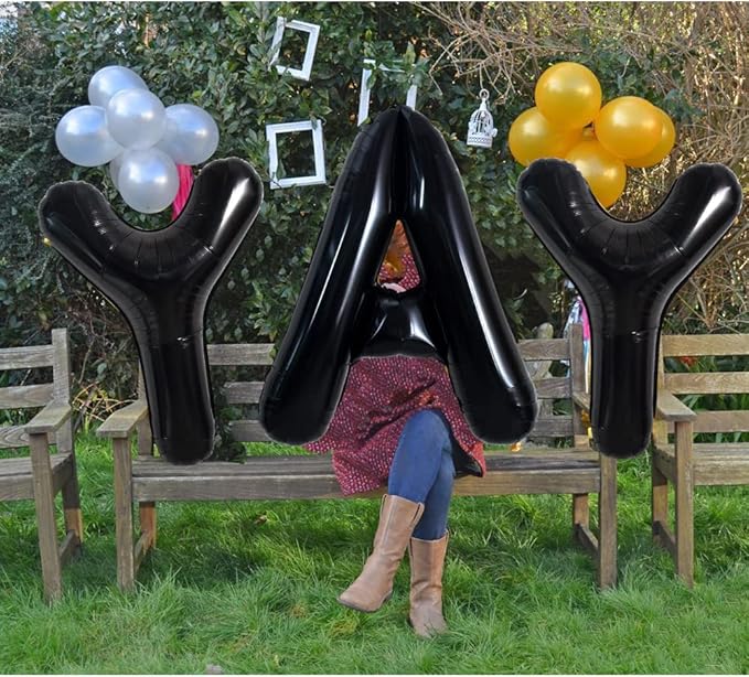 TONIFUL 40 Inch Large Black Y Letter Balloon - Jumbo Helium Foil Mylar Big Alphabet for 2026 New Year Eve Graduation Wedding Baby Shower Birthday Party Anniversary Supplies Decorations
