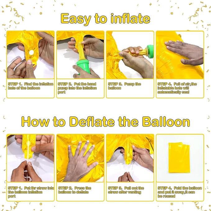 16 In Gold Large Numbers Balloons 0-9, Self Inflating Number 4 Balloons for Boys Girls, Big Gold Digit 4 Balloons for Women Men Birthday Party Anniversary Wedding Supplies Decorations