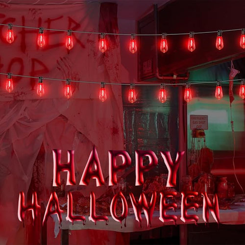 10FT Halloween Blood and Tear Decoration String Lights, ST40 Flickering Flame String Light with 10 Flame Blood and Tears Bulbs, Hanging Outdoor Halloween Lights for Patio Garden Party Backyard