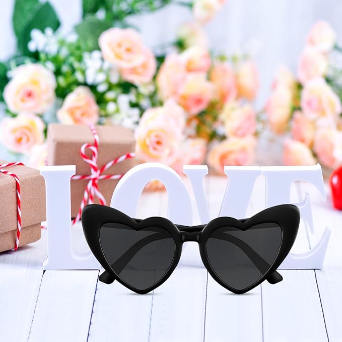 6 Pack Bachelorette Sunglasses Heart Shaped Sunglasses Vintage Heart Glasses for Women Wedding Party Decor