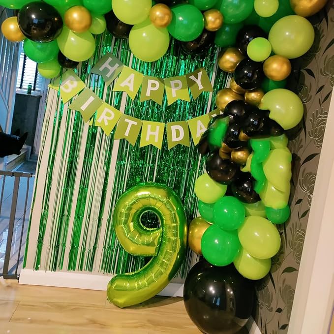 40 Inch Green Number Balloon 9, Large Number Foil Balloons Mylar for Girl Boy Birthday Party Celebration Decorations Supplies, Digital Balloons for Wedding Anniversary Events Decorations