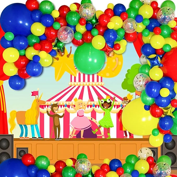 Red Blue Green Yellow Balloons 100 Pack 12 Inch Matte Blue Yellow Red Green Latex Balloon for Carnival Circus Balloon arch Kids Birthday Baby Shower Party Decorations