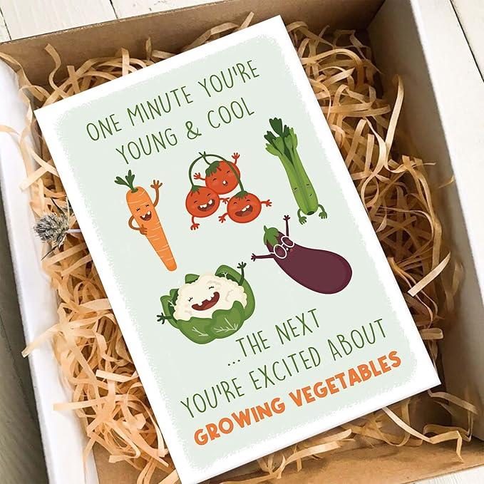 Funny Gardener Birthday Card for Woman Man, Humorous Birthday Card for Family Friend, Witty Retirement Gift for Gardening Lover, Grow Your Own Vegetables