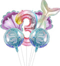 Mermaid Birthday Decorations Mermaid Balloons - Number 3 Balloons for Girls Under The Sea Mermaid Theme Baby Shower Birthday Favors