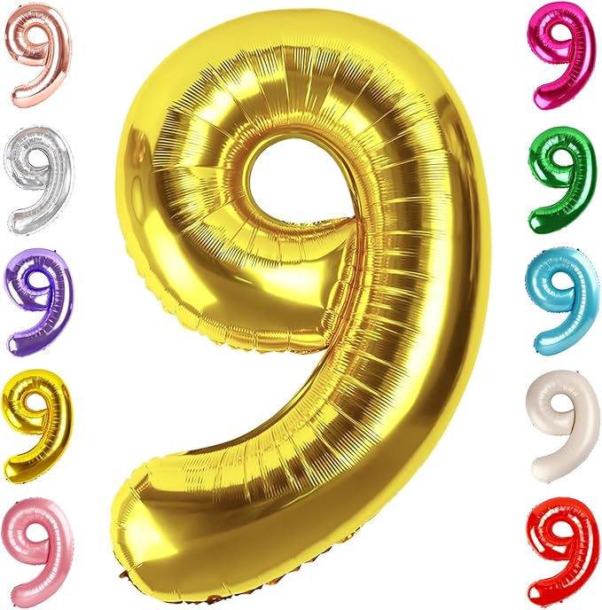 40 Inch Gold Numbers 9 Balloon, Balloons Decorations for 9 19 90 Birthday Party, Engagement, Wedding, Graduations, Photo Shoot Supplies