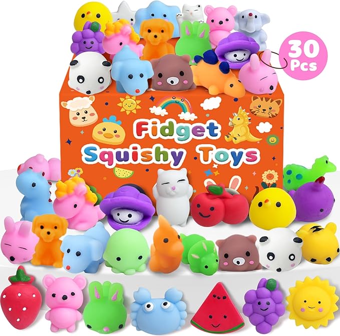 30 Pack Squishy Toys, Kawaii Party Favors for Kids 3-5, 4-8, 8-12, Treasure Box Toys for Classroom Prizes, Mini Gifts Goodie Bag Easter Basket Stuffers Egg Fillers Bulk Fidget Squeeze Toy