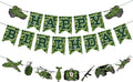 Zwiebeco Camouflage Happy Birthday Party Decoration Green Camo Banner Hanging Paper Bunting Garland Sign for Boys Kids Mens Adults Aoldier Military Themed Accessories Supplies