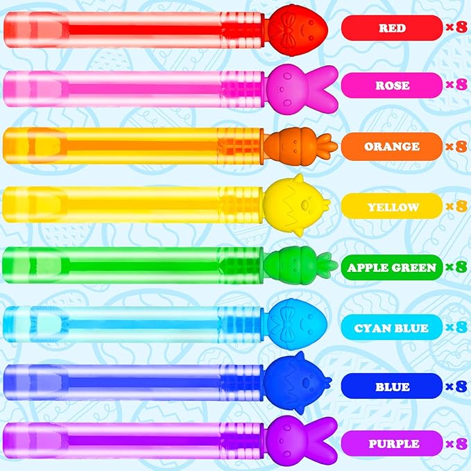 Easter Mini Bubbles Wands Toys Gifts Bulk for Kids,64 Pack Easter Party Favors Supplies for Toddlers,Easter Basket Goodie Gift Treat Bag Stuffers,Non Candy Classroom Prizes Pinata Fillers for Boy Girl