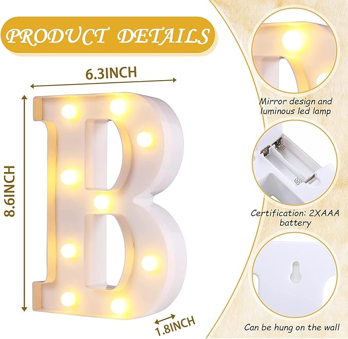 4 Warm White BABY Marquee Light Up Letters, Large BABY Led Light Sign, Perfect for Baby Shower Birthday Home Bedroom Nursery Room Table Wall Decor