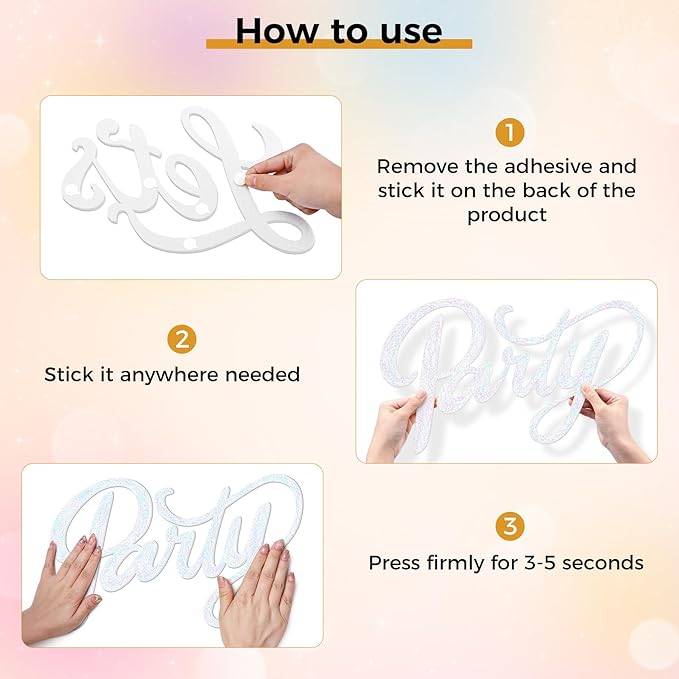 Babenest Let's Party Felt Sign, Flash White Reusable Glitter Letter Banner for Backdrop, Balloon Arch Decor, Party Supplies for Graduation, Birthday, Wedding, Bachelorette, Christmas, Home Bar, Man Cave Wall Decorations